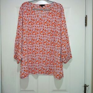 Mario Serrano Italy Long Sleeve Orange Floral Blouse Size 2X